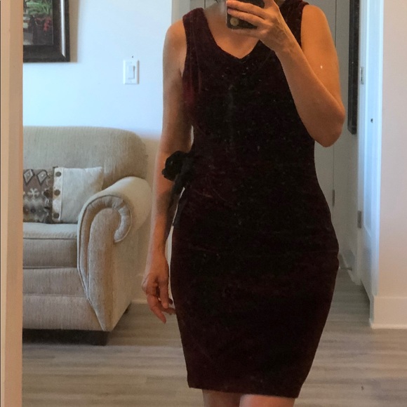 Taylor velvet burgundy dress - Picture 1 of 5